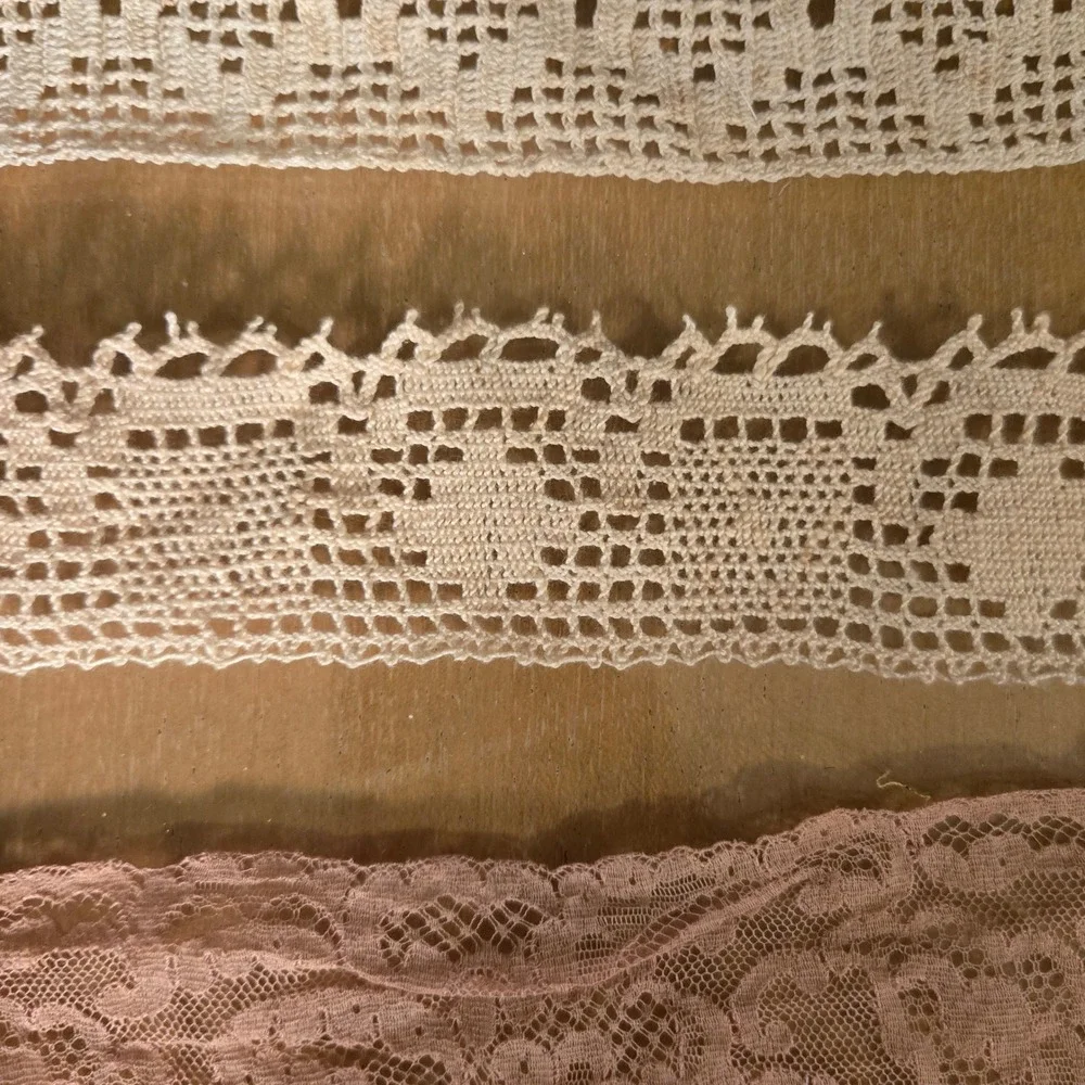 Vintage Lace Trim Lot 7 Rolls Crochet Eyelet Floral Cream Rose Sewing Crafting - Picture 4 of 15